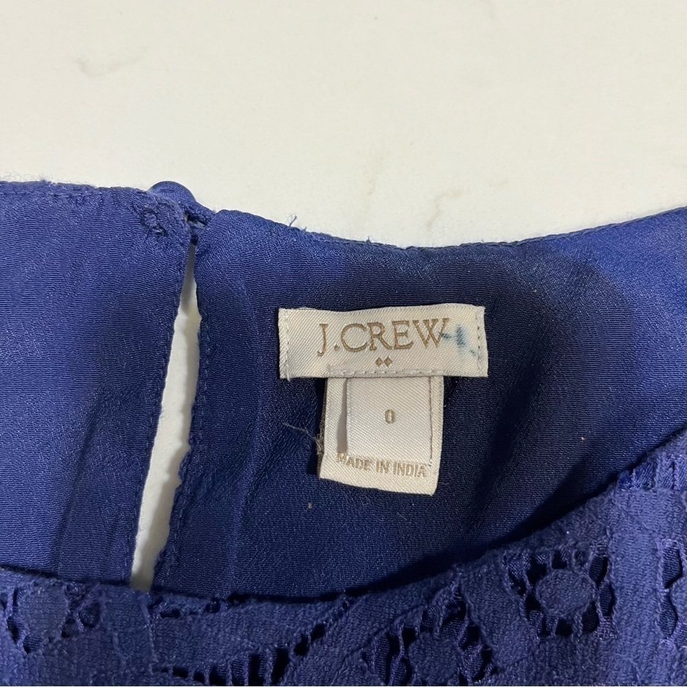 J. Crew Factory Blue Lace Short Sleeve Top 0 - Picture 6 of 11